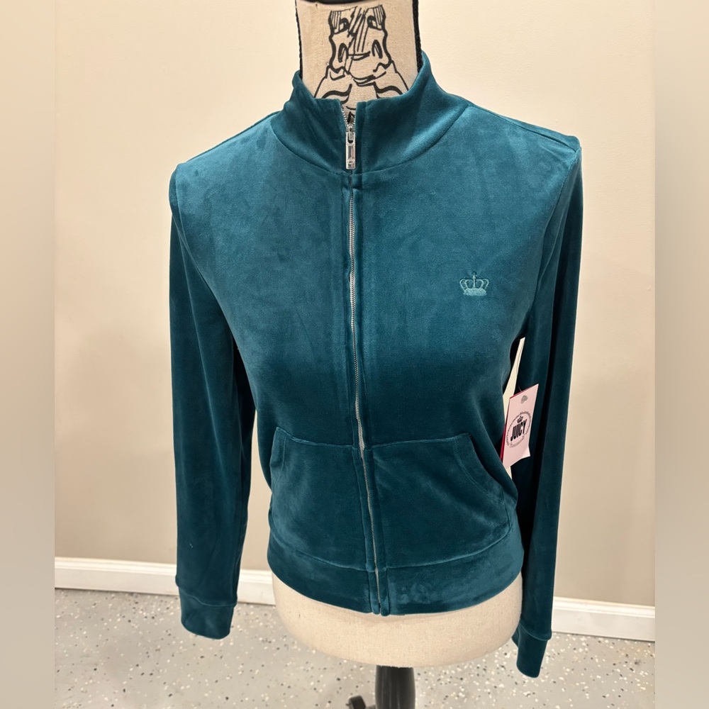 Juicy Couture Sea Green Velour Zipper Jacket, Women’s Size XS, NWT